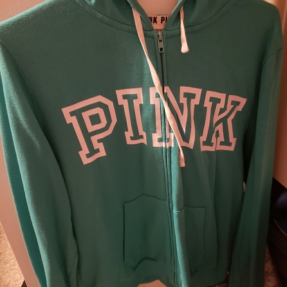 PINK Victoria's Secret Tops - Teal love pink zip up hoodie